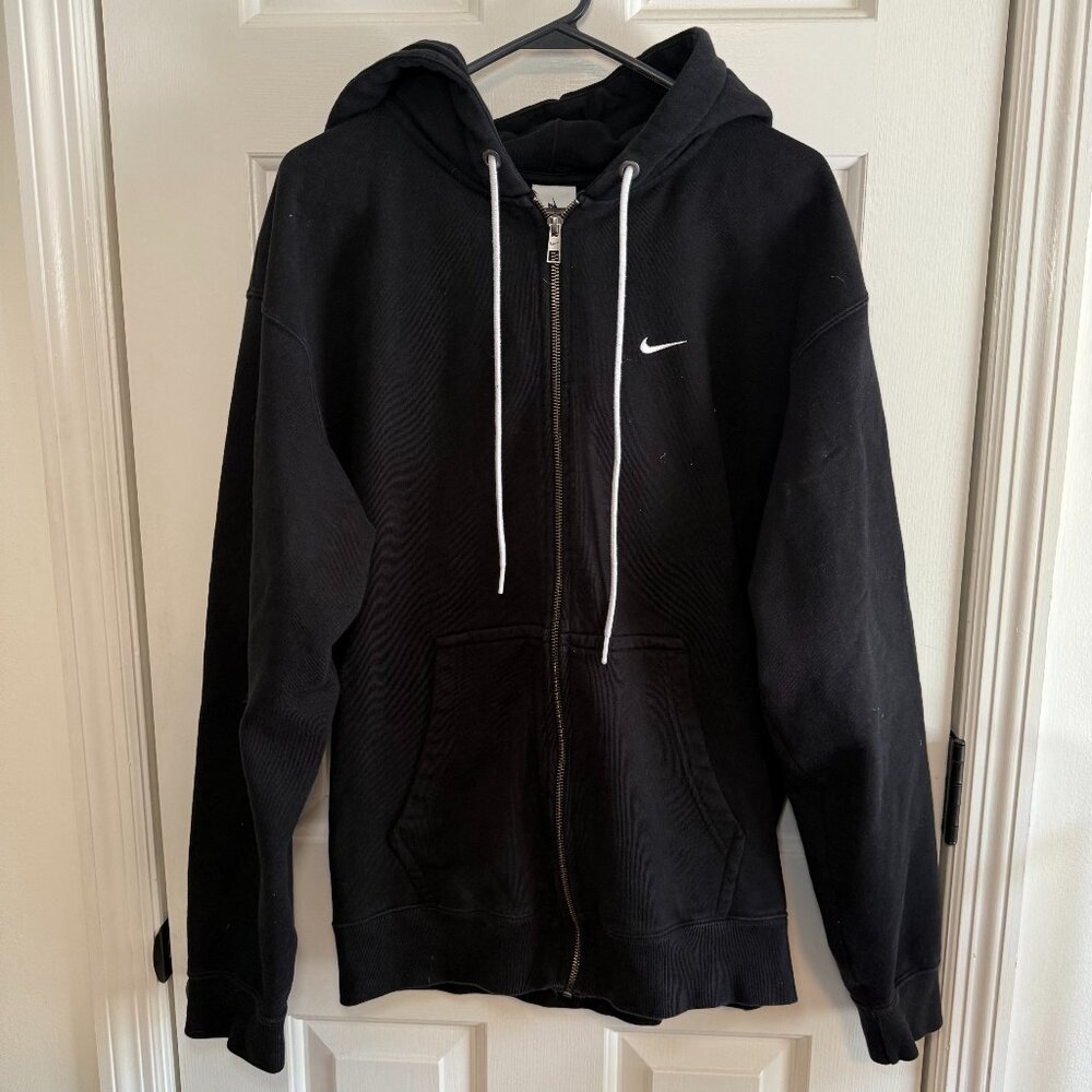 Nike Black Zip Up Hoodie with White Logo